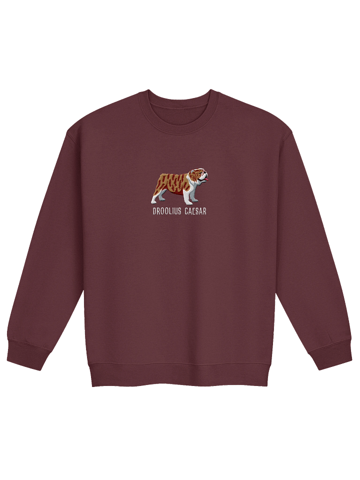 Droolius Caesar Sweatshirt (Embroidered) of an English Bulldog(Brindle & White) product image (3)