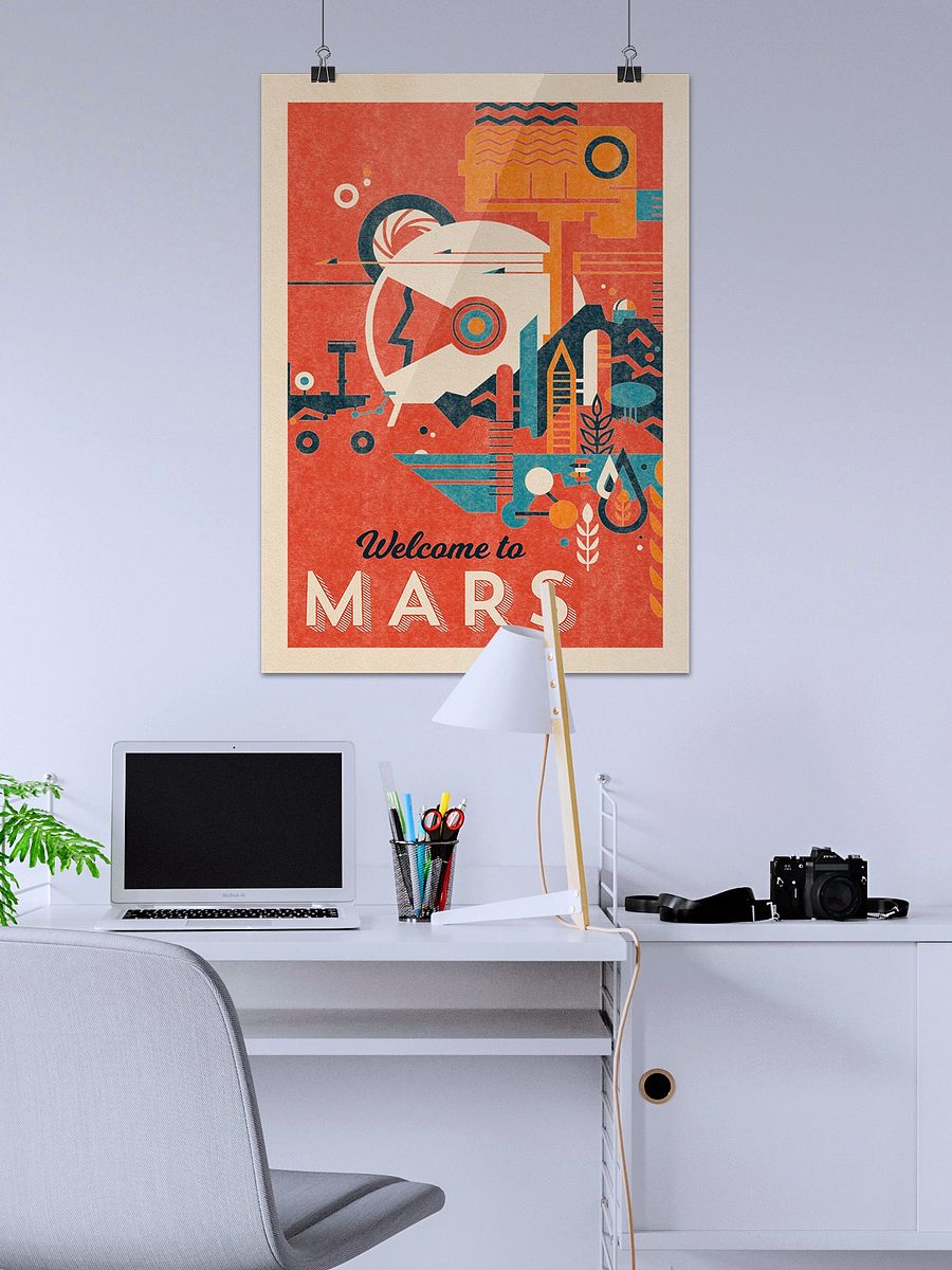 Welcome to Mars — Vintage space poster, retro space art, propaganda poster, retrofuturism art, retro sci-fi print product image (2)