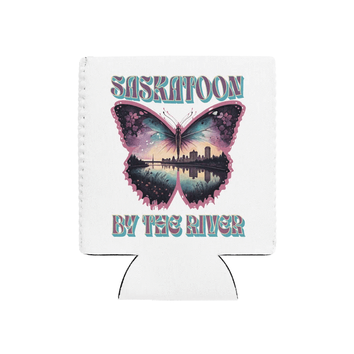 Saskatoon By The River Skyline Butterfly Can Cooler product image (1)