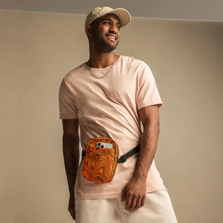 Utility Crossbody Bag - Abstract Orange Swirls product image (8)