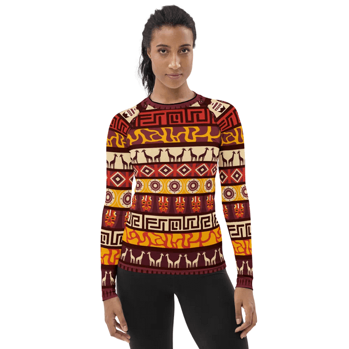 Chic Protection: Flat African Pattern All-Over Print Women's Rash Guard product image (1)