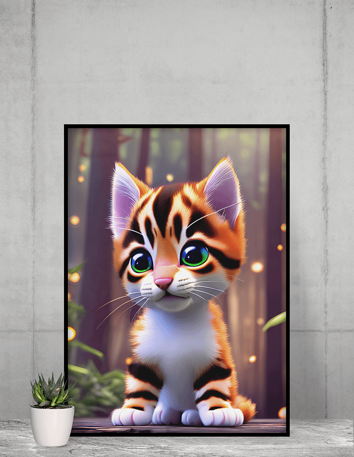 Adorable Orange, Black & White Kitten with Big Blue & Green Eyes in Firefly Forest product image (1)