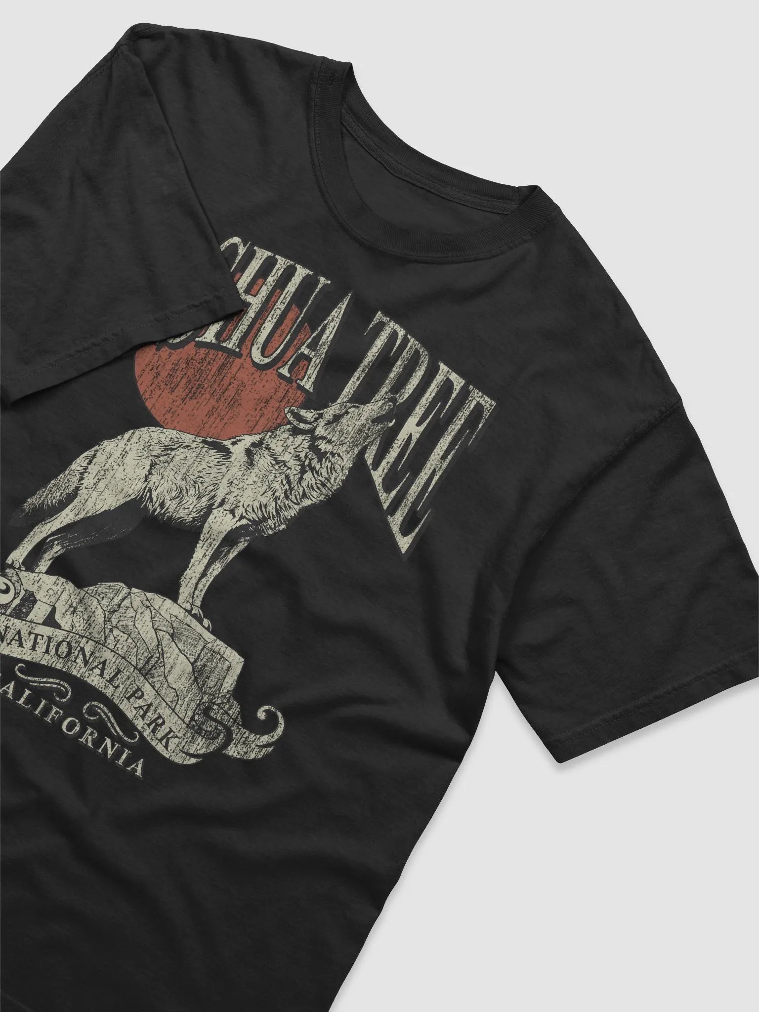 Joshua Tree National Park, California Tee | Vintage-Style Grunge Western Shirt of a Howling Coyote product image (3)