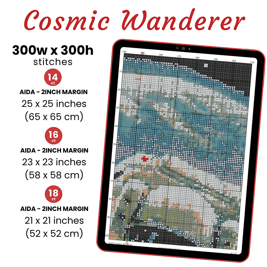 Cosmic Astronaut Cross Stitch Pattern product image (2)