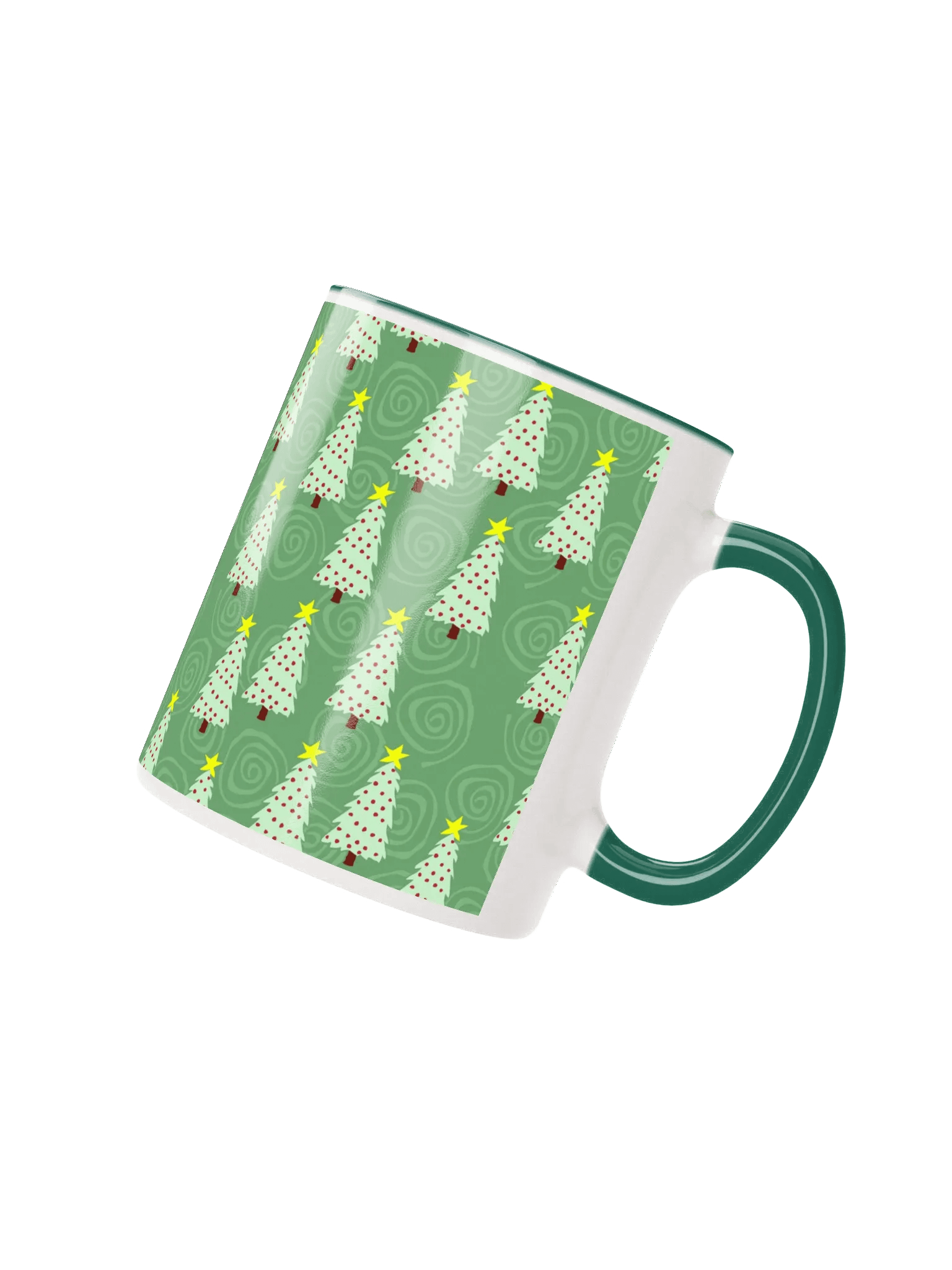 Green Christmas Trees on Green Spirals Ceramic Mug product image (2)