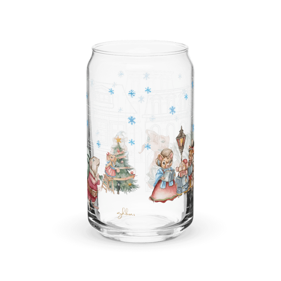 Prelude To Christmas Glass Can Tumbler | 16oz Holiday-Themed Drinkware | Festive Winter Scene Design product image (11)
