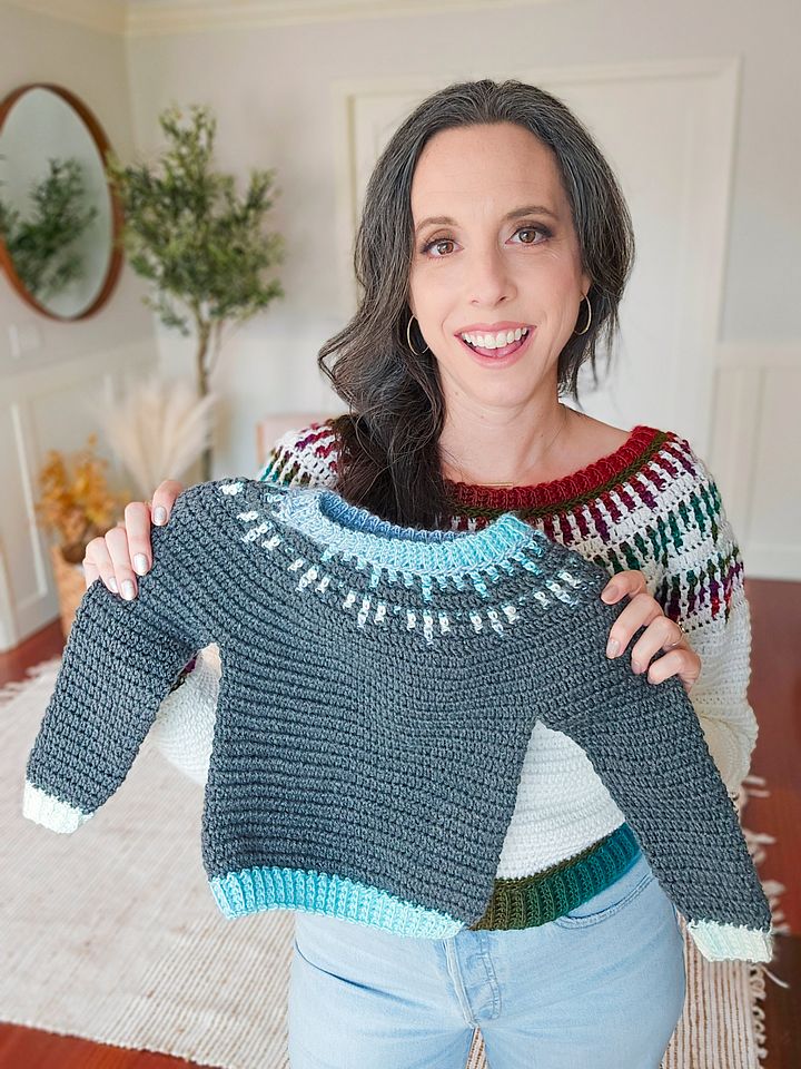 Mosaic Ridge Child Crochet Pullover Pattern product image (1)