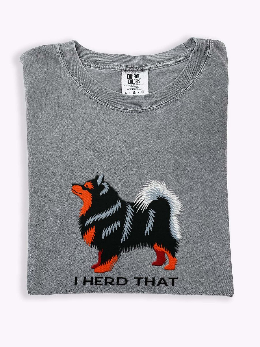 I Herd That T-Shirt(Embroidered) of a Finnish Lapphund(Black & Tan) product image (1)