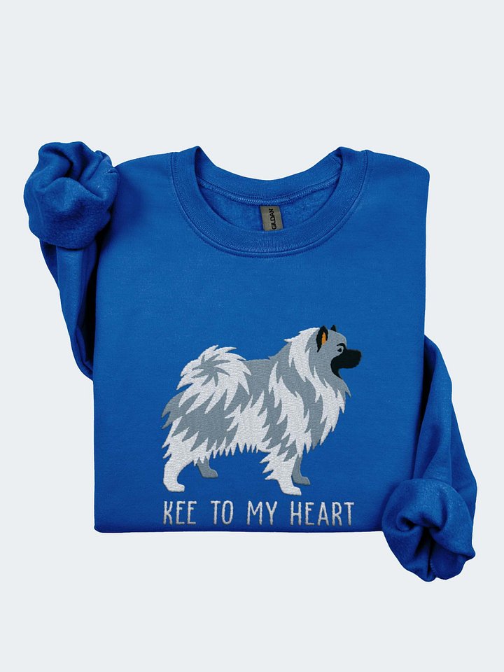 Kee to My Heart Sweatshirt (Embroidered) of a Keeshond(Blue & White) product image (1)