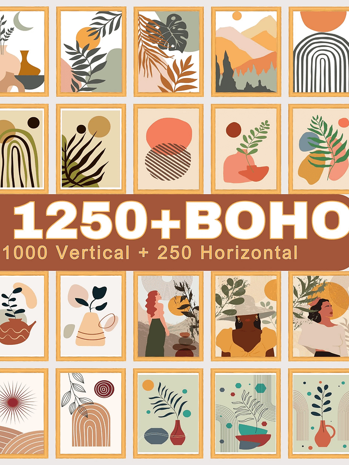 Boho Wall Collage Mega Bundle, Set of 1250 Digital Download product image (1)