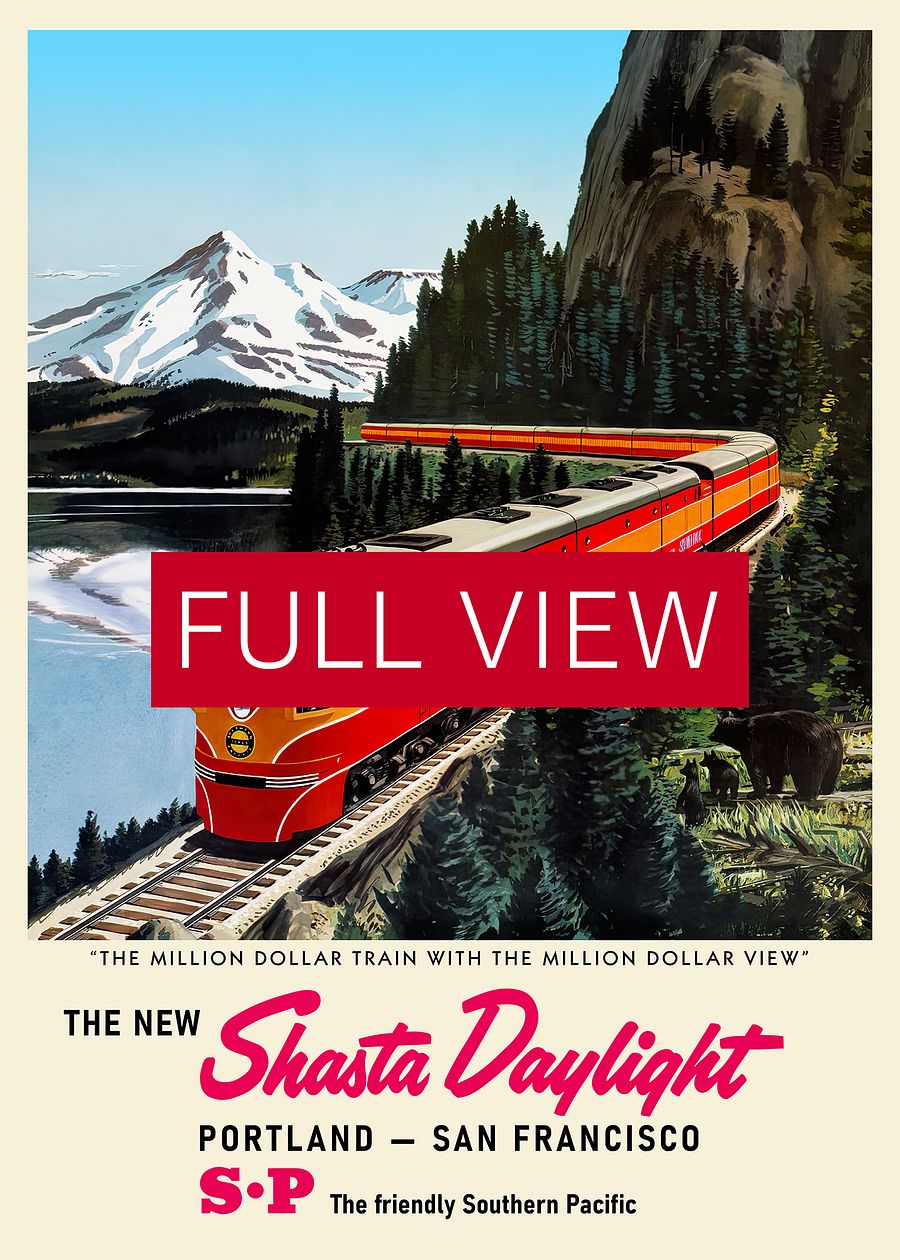 Shasta Daylight, USA, 1960s — retro train poster, vintage train art, train print, retro travel wall art product image (3)