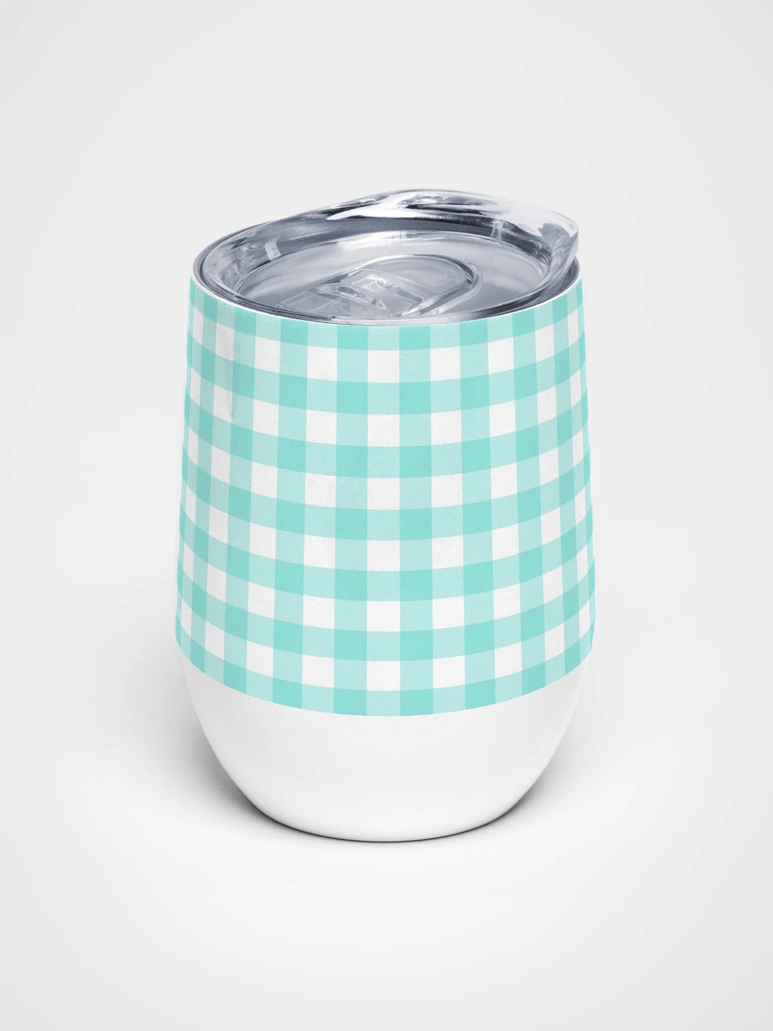 Teal and White Gingham Stainless Steel Wine Tumbler product image (6)