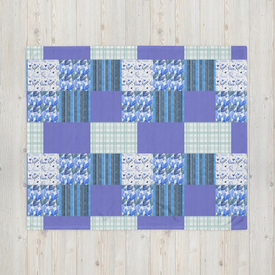 Patchwork Throw Blanket – Serene Blue Harmony product image (9)