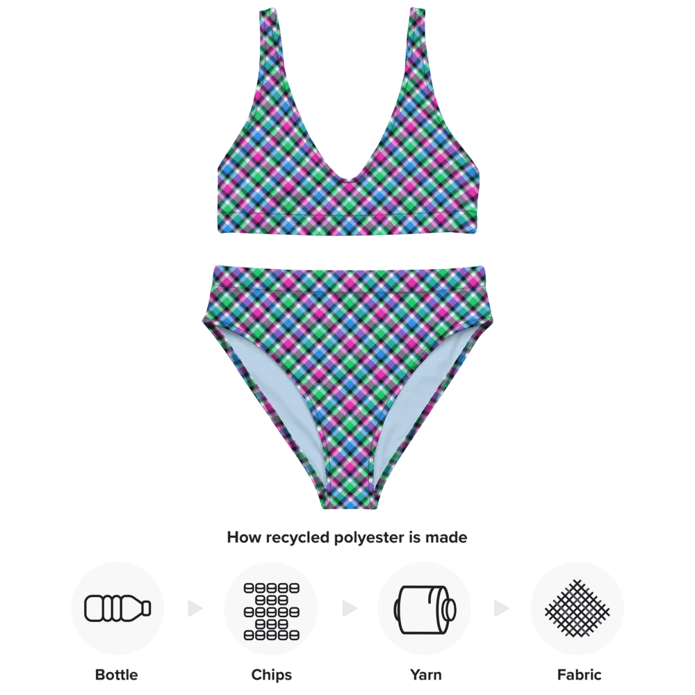 Magenta, Bright Green, and Blue Plaid Bikini product image (10)