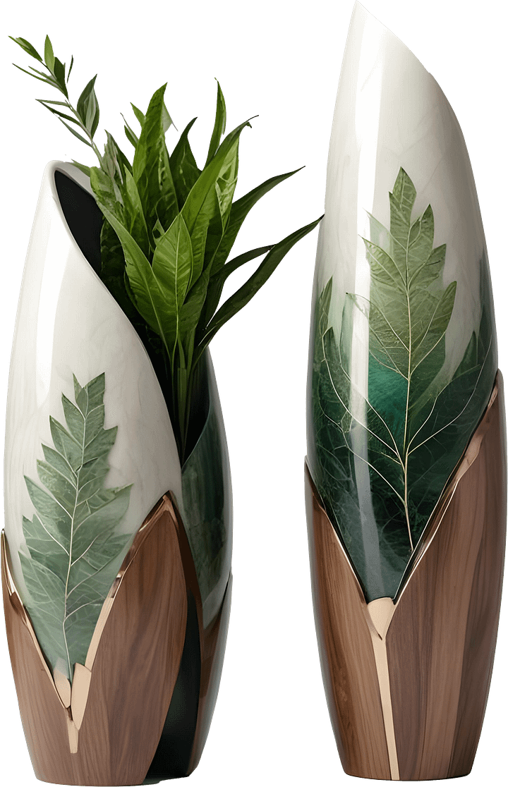 Luxe Botanique – Vase Art Déco with Plant spa decor product image (1)