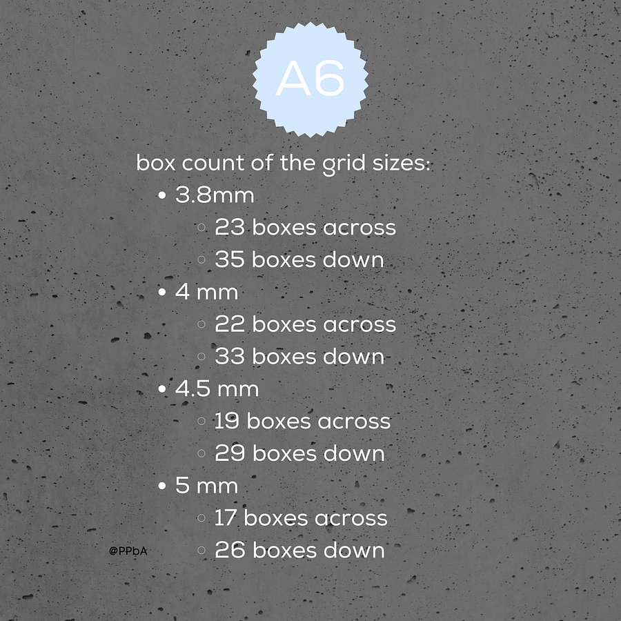 grid note pages - A6 - various grid sizes - 3.8/4/4.5/5 mm product image (3)
