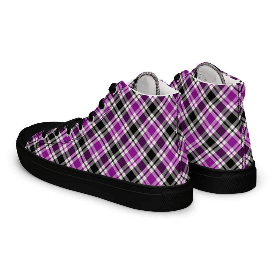 Purple, Black, & White Plaid Men's High Top Shoes product image (9)