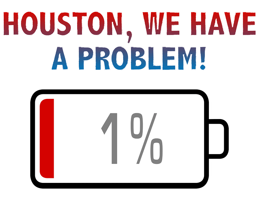 Houston, We Have a Problem with Battery at 1% T-Shirt product image (2)