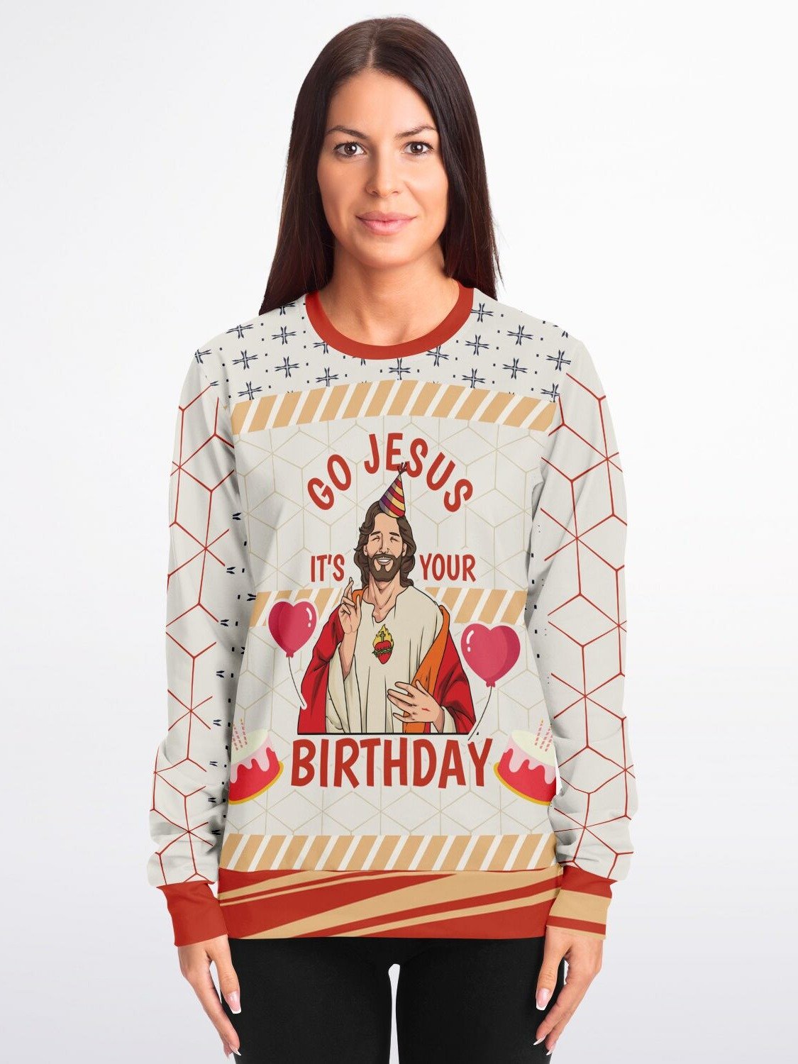 "Go Jesus It's Your Birthday" Christmas Sweatshirt | Funny Religious Holiday Party Outfit | Festive Christmas Sweater product image (3)