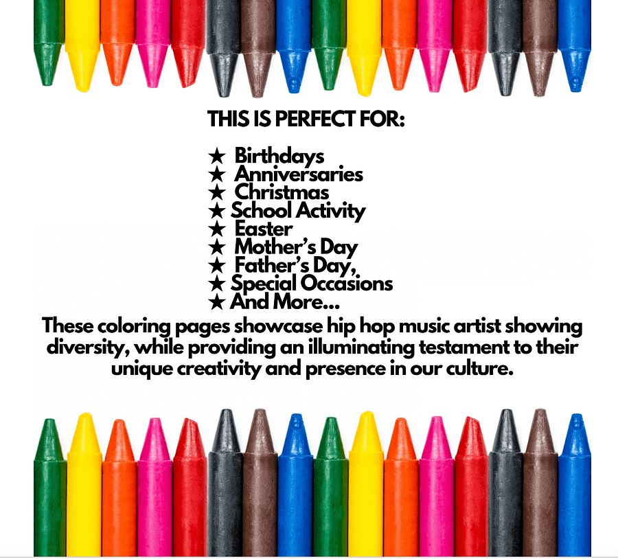 100 PAGE- Rap Star Coloring Book Pages - Instant Digital Download product image (6)
