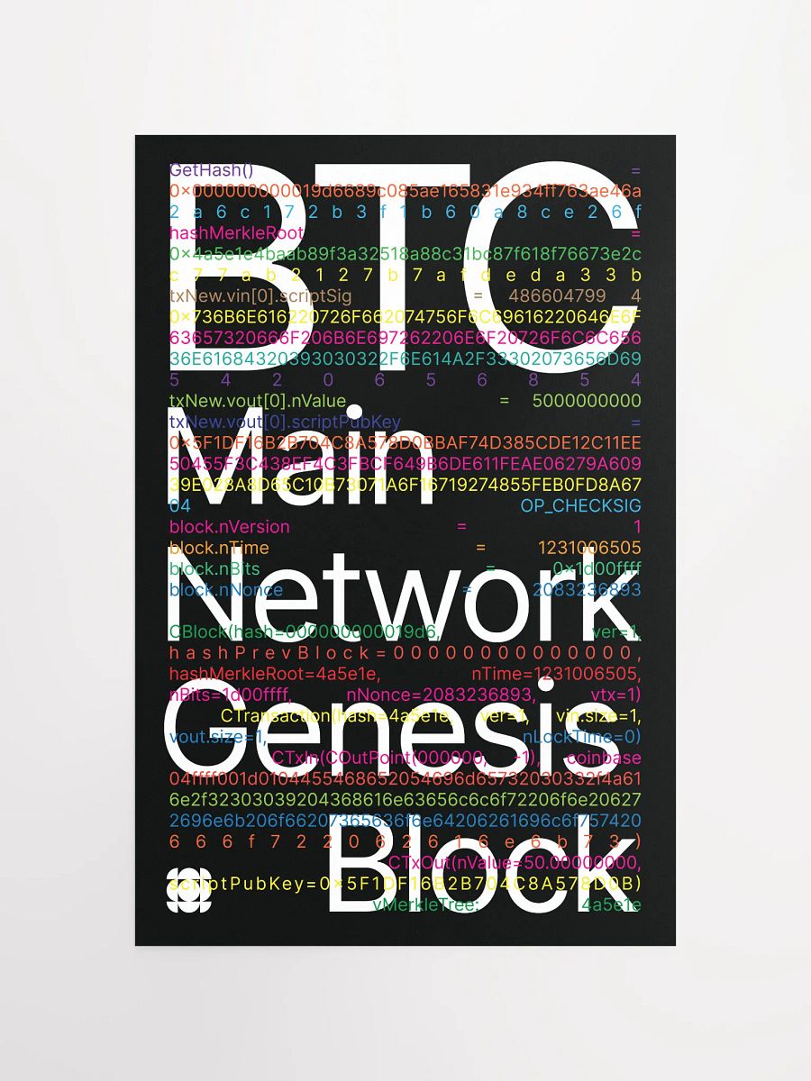 Bitcoin Genesis Block Poster (black) [framed] product image (4)