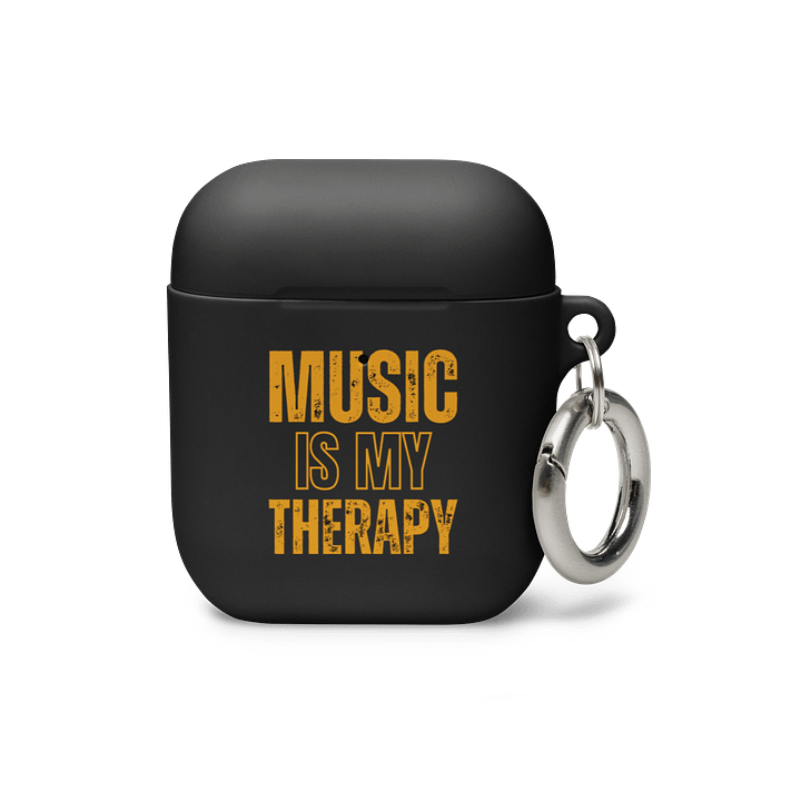Music Is My Therapy Airpod Tough Case in Black and Gold product image (1)