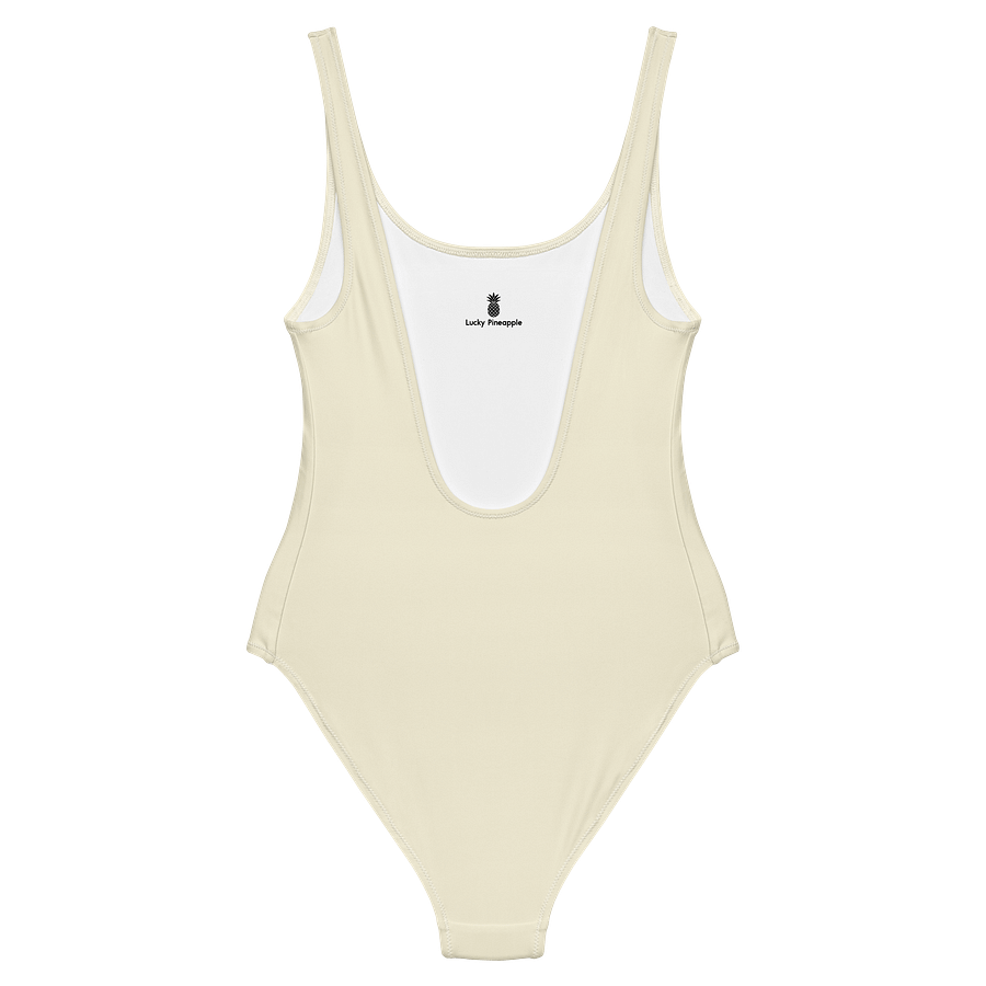 Off White Beige Solid Color Retro Inspired Women's One Piece Swimsuit product image (2)