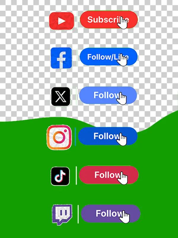 YouTube, TikTok, X, Instagram, Facebook, Twitch, and Discord Green Screen product image (1)