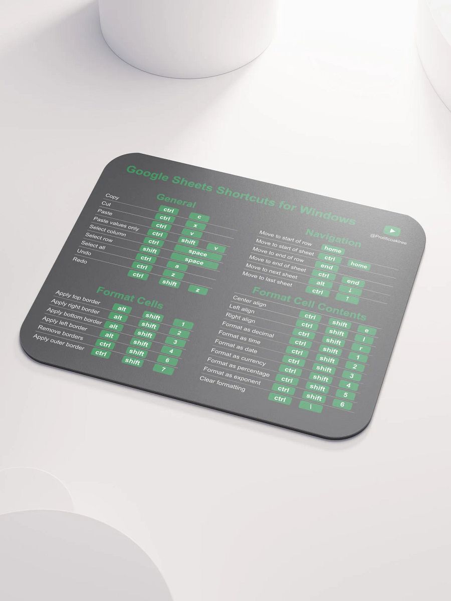 Keyboard Shortcuts Mouse Pad for Windows - Google Sheets product image (3)