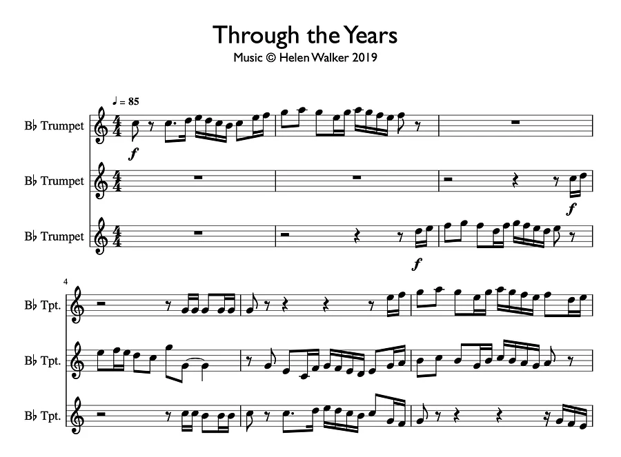 Through the Years (3 Bflat Trumpets - Score & Parts) product image (1)