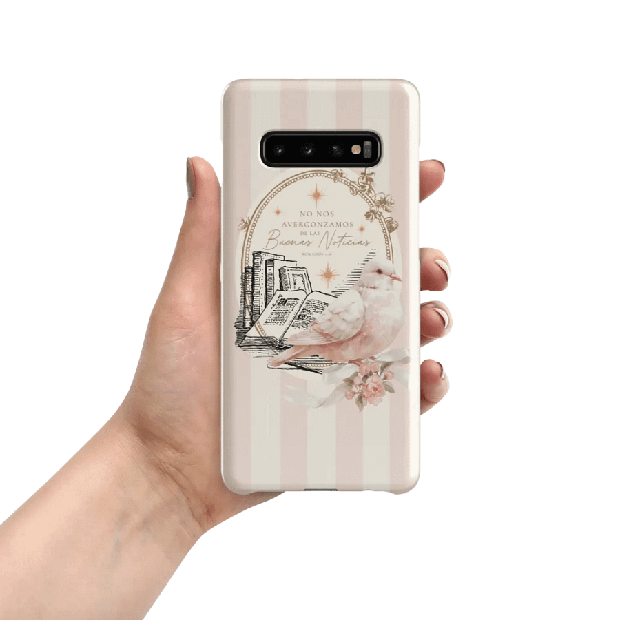 'No Nos Avergonzamos de las Buenas Noticias' Cream/Pink Vintage Dove Samsung® Snap Case product image (7)