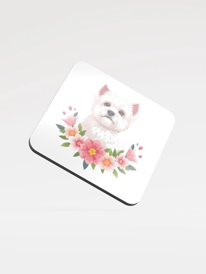Floral Bichon Frise Cork Coaster product image (2)