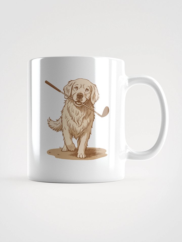 Golfing Golden Retriever White Glossy Mug product image (1)