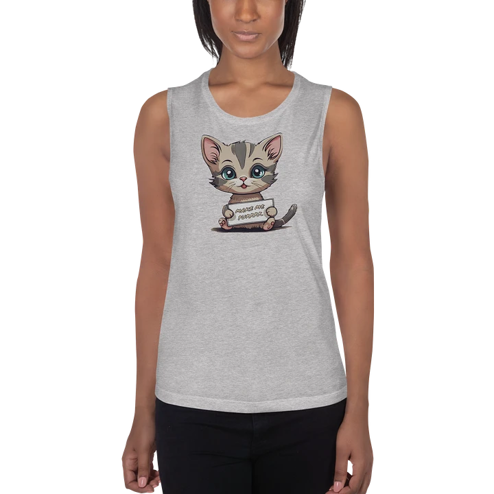 Make me Purrrr flowy muscle tank with cute flirty kitty product image (9)