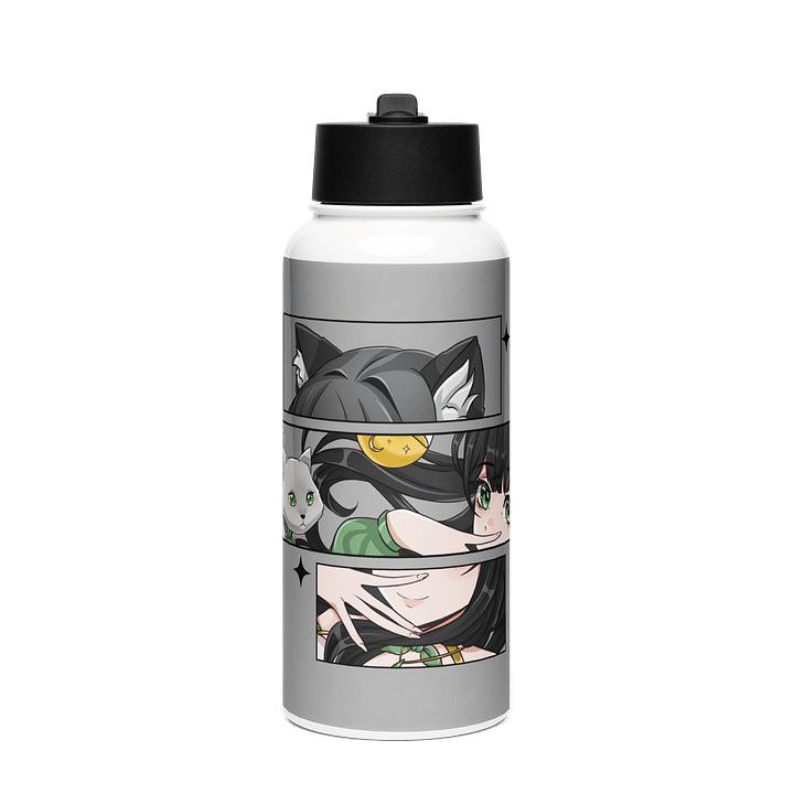 Moonlit Cat Manga Stainless Steel Bottle product image (1)