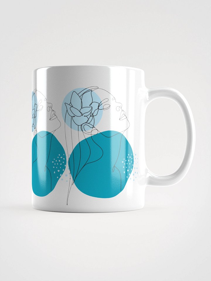 Mug Blanc Equilibre Femme - Bleu Océan - Profondeur Libre - Idée Cadeau Raffiné product image (1)