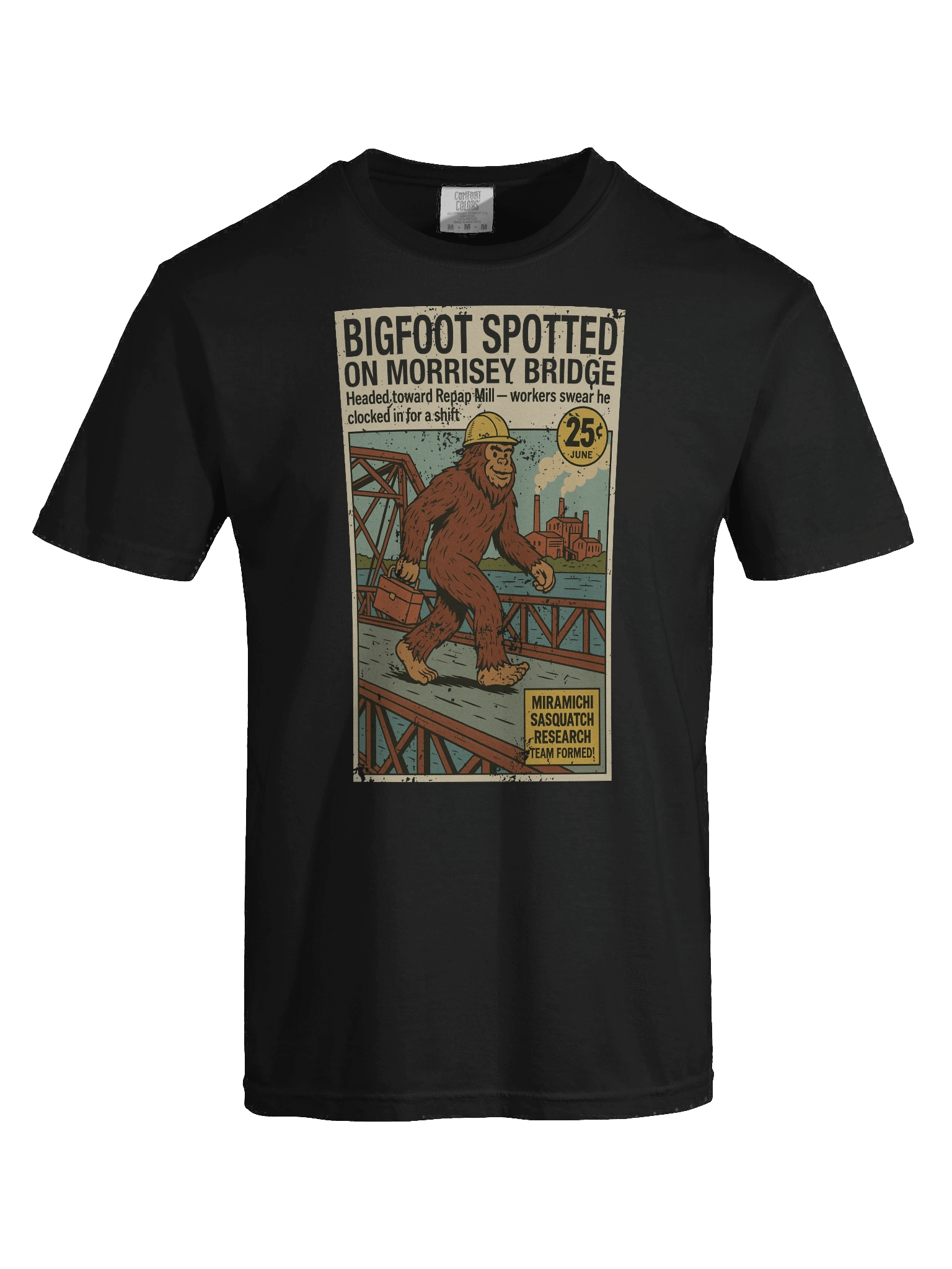 Bigfoot on the Morrissey Bridge T-Shirt – Miramichi Sighting product image (52)