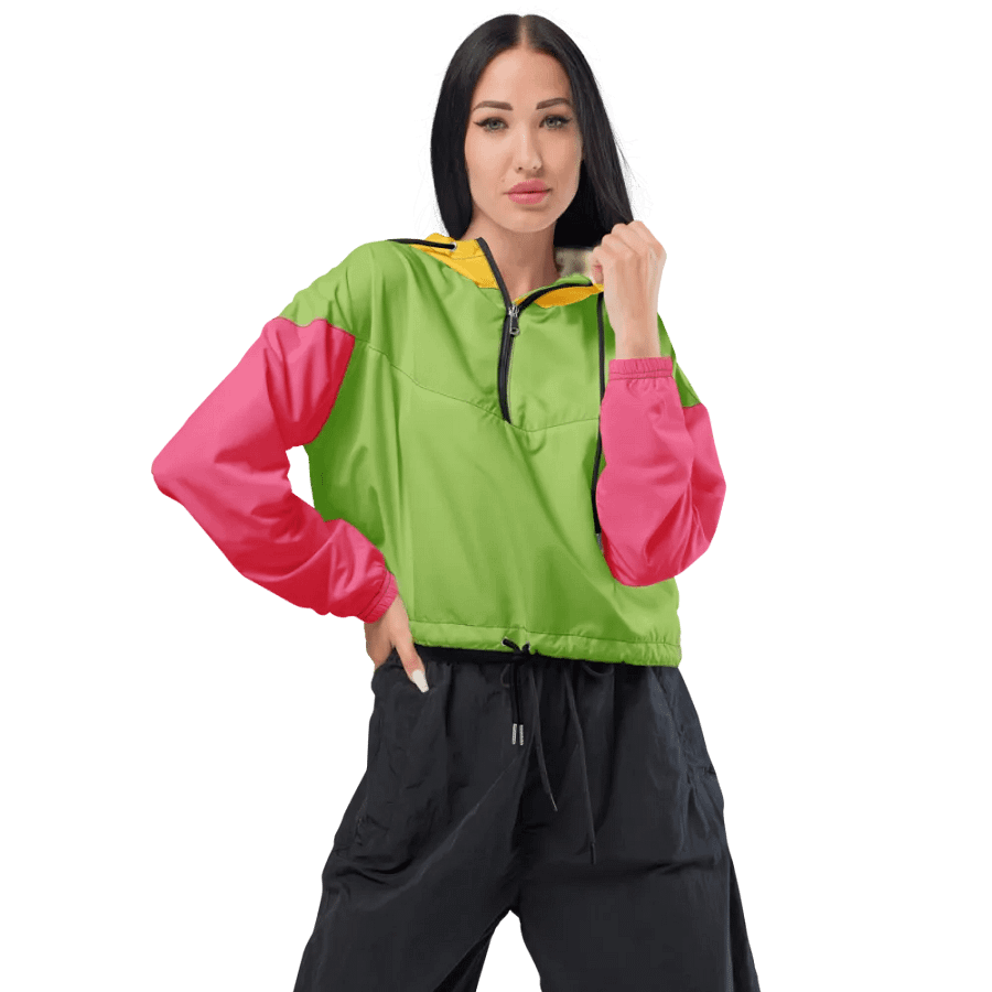 Lime/Pink/Yellow Women’s Cropped Windbreaker product image (5)