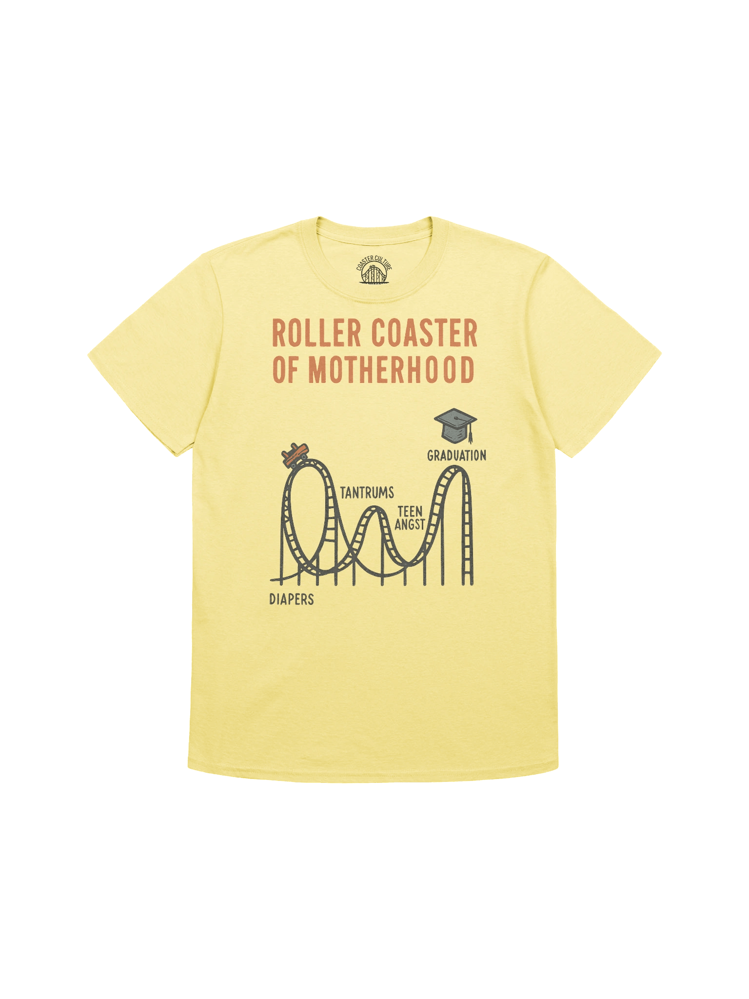 Roller Coaster of Motherhood Funny Mom Life T-Shirt – Diapers to Graduation Ride product image (1)