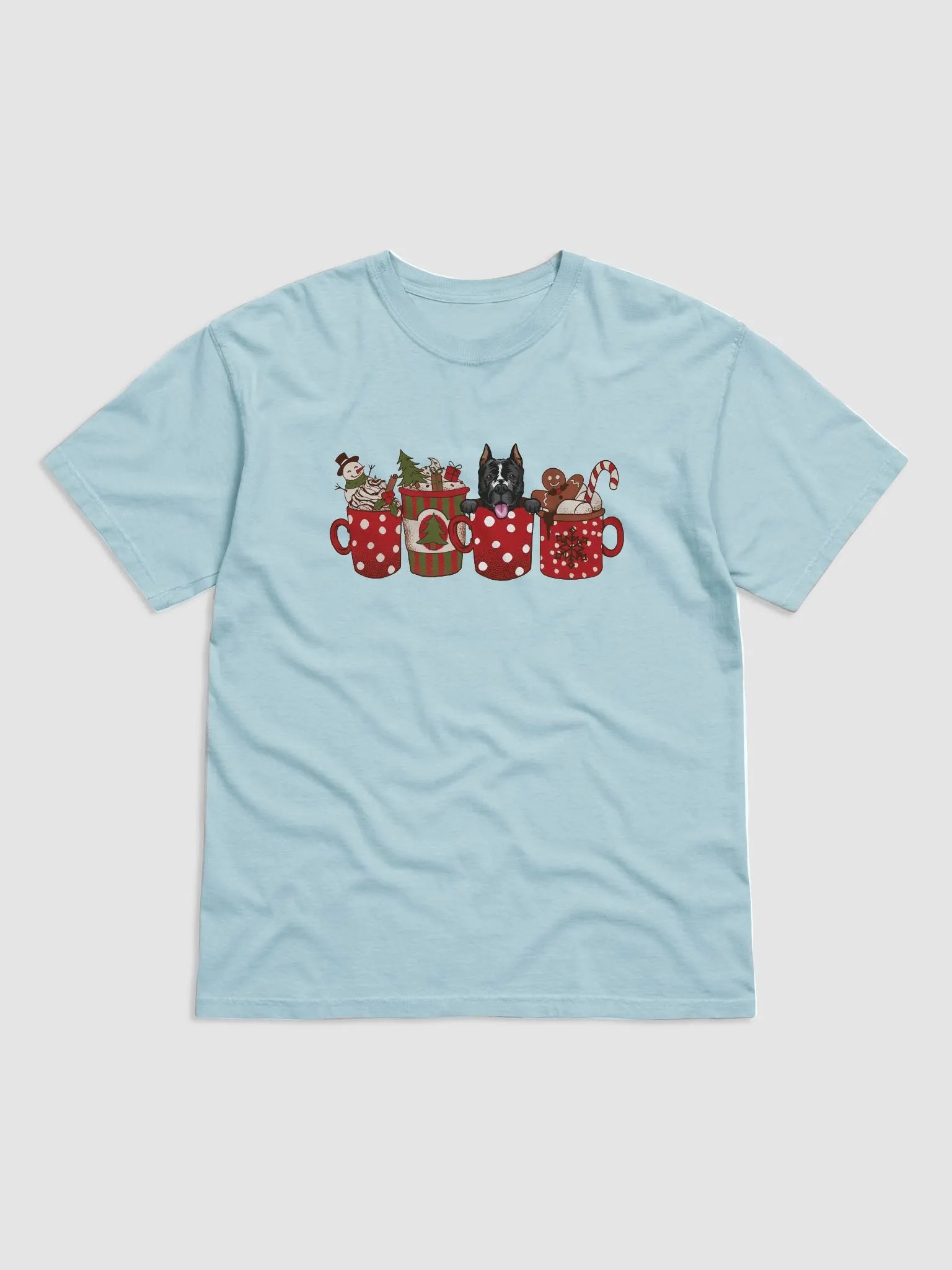 Cute Staffordshire Terrier in a Christmas Cup T-Shirt | Funny Christmas Pup in a Cup product image (9)