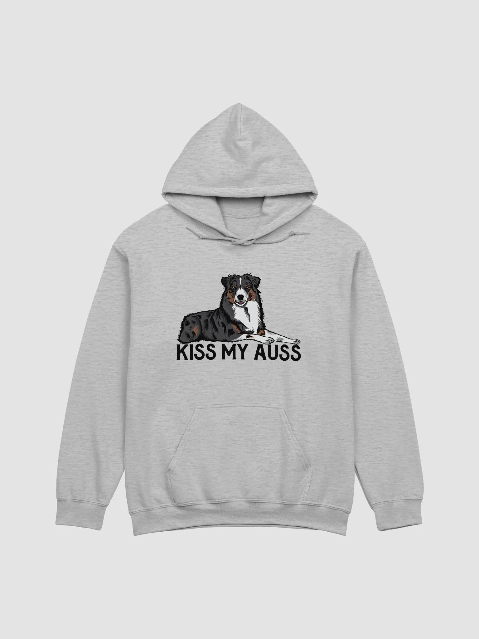 Kiss My Auss Hoodie | Hooded Sweatshirt for Australian Shepherd (Tricolor) Dog Owners product image (22)