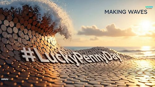 Let's make some Waves 🌊 today - 

It’s Lucky Penny Day! 🪙
AI tossed this wave of shiny luck. 
Heads or tails? 

Did You Know?...