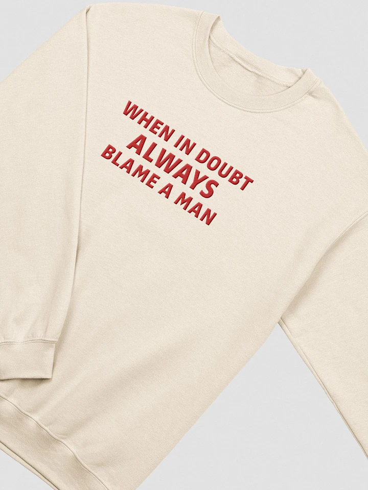 When in doubt, always blame a man - Embroidered Sweatshirt - Unisex product image (1)