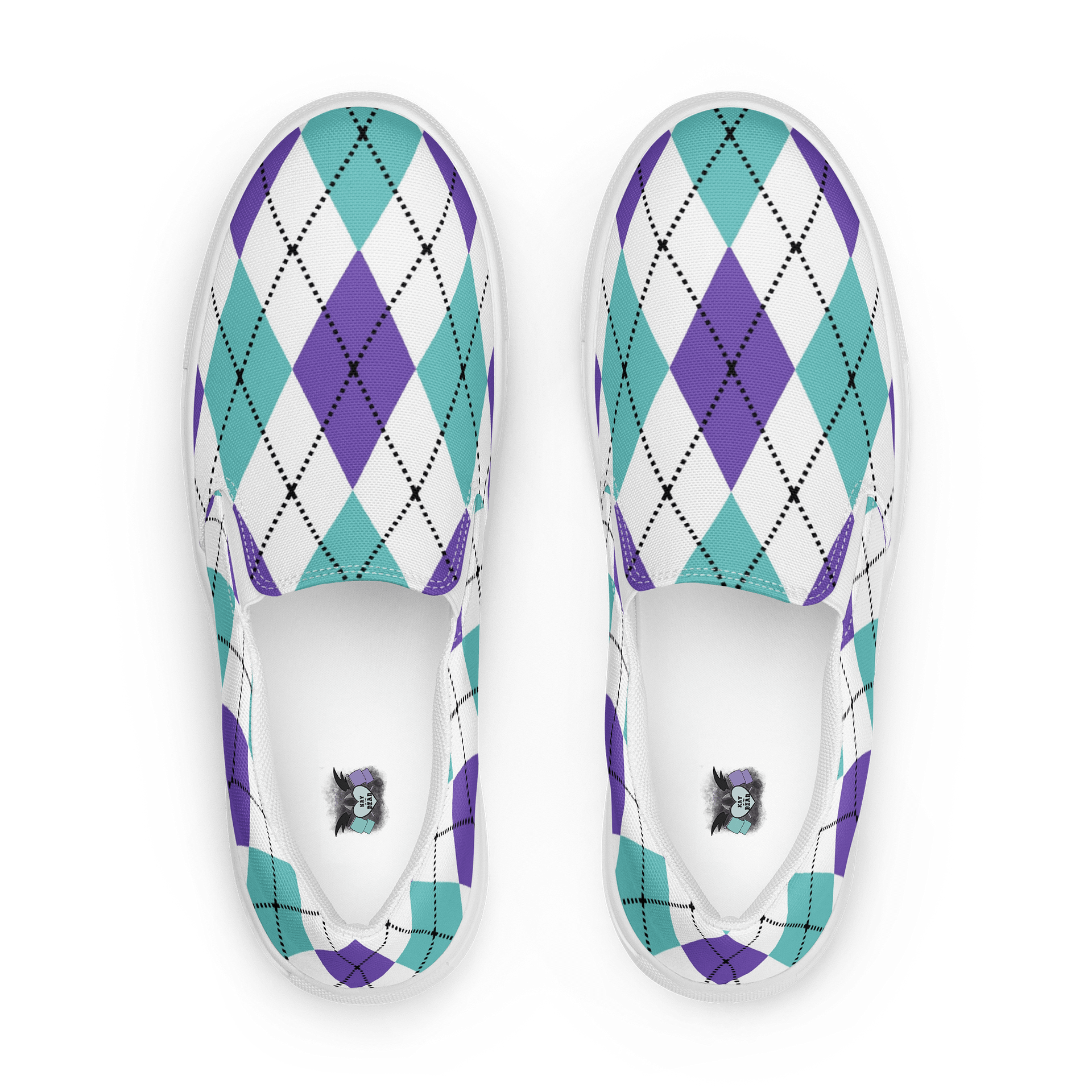 White Argyle Women's Slip-On Shoes product image (1)