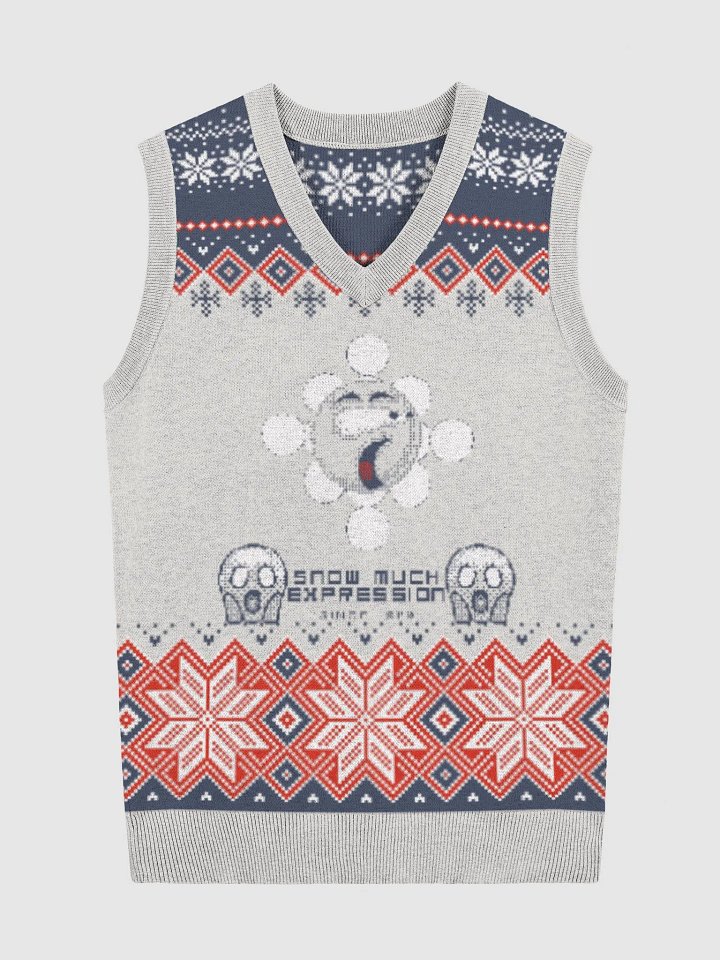 Snow Much Expression Knitted V-Neck Vest product image (1)