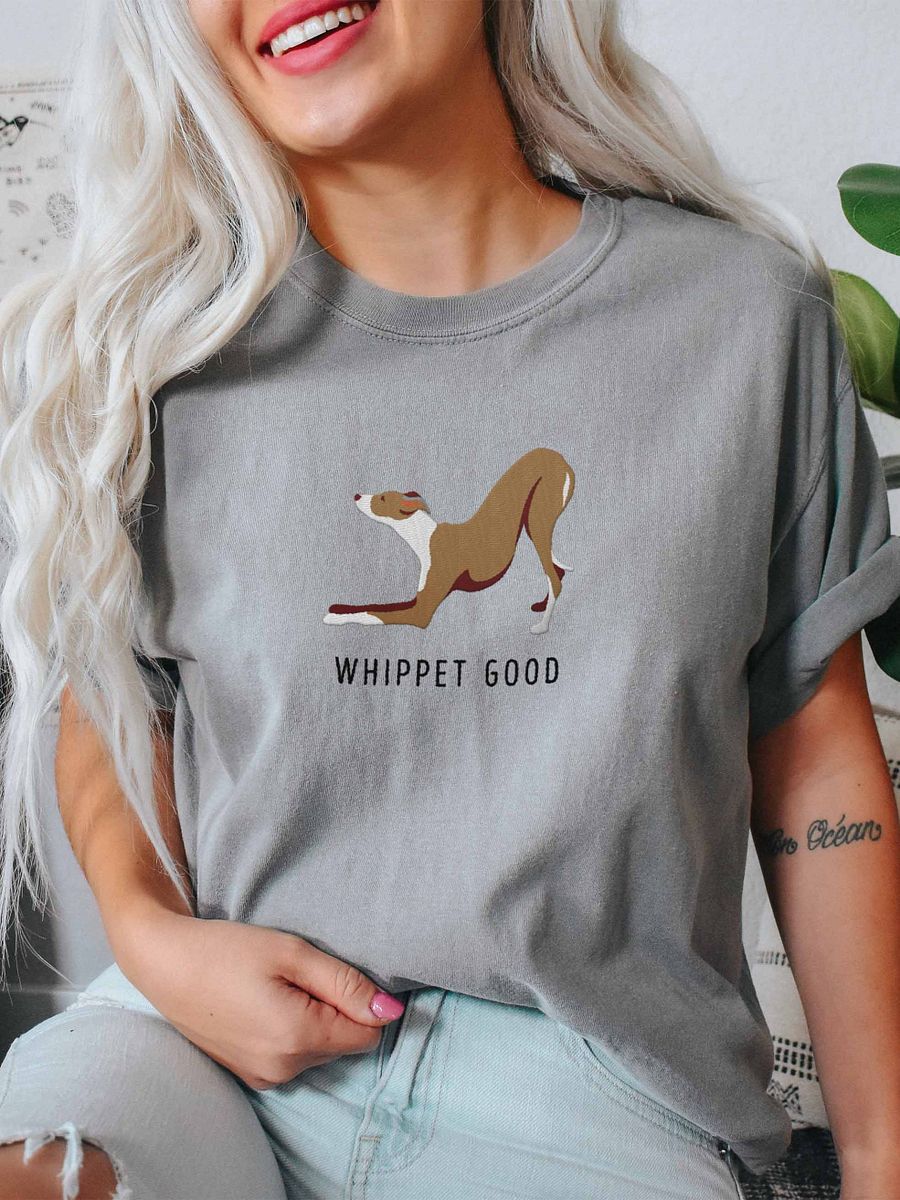 Whippet Good T-Shirt(Embroidered) of a Whippet(Tan & White) product image (2)