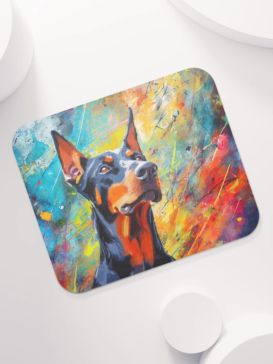 Doberman Oil Paint on Colorful Abstract Background Mousepad product image (2)