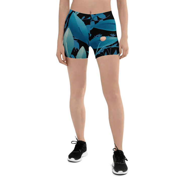 ladies short teal and black leafy desgn product image (1)
