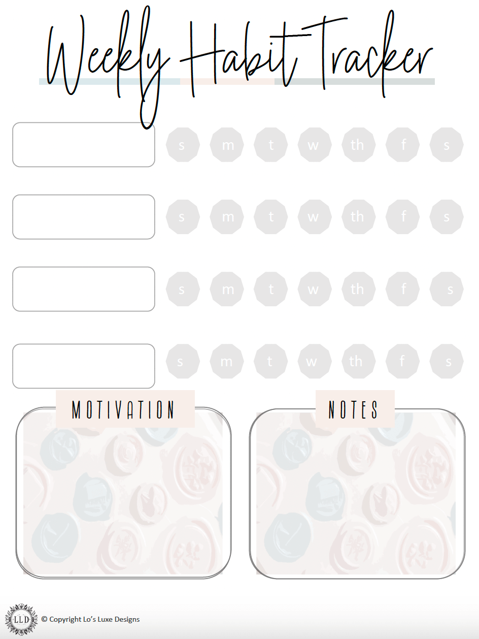 Weekly Habit Tracker - Vintage - 8.5x11 Printable product image (1)
