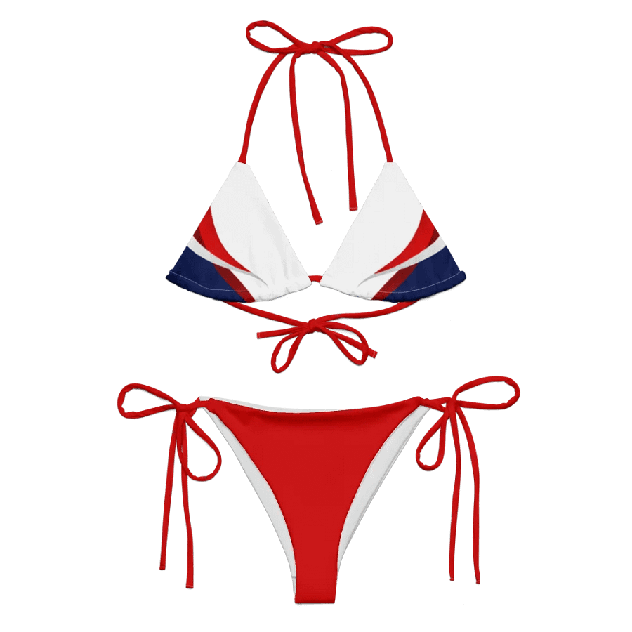 Low Rise Cheeky String Bikini, Red White and Blue Top, Red Bottoms product image (5)